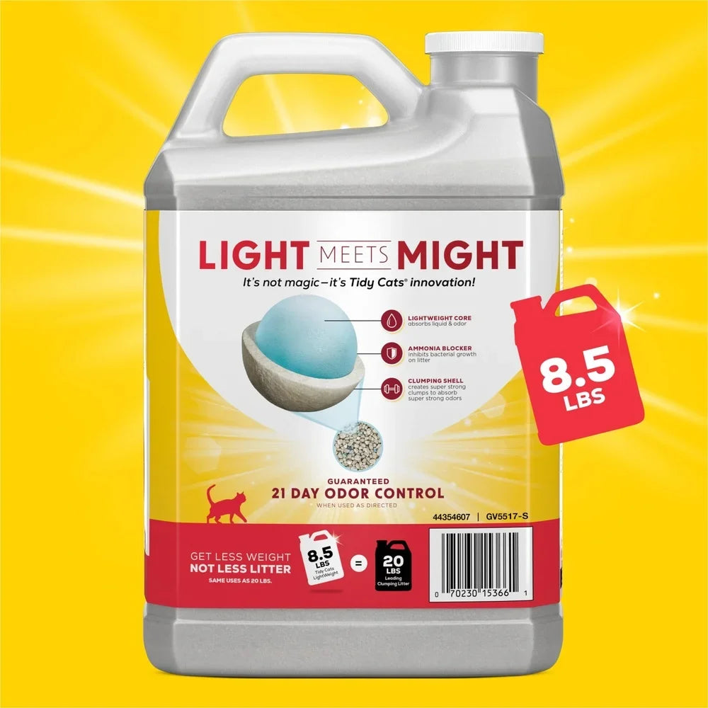 Lightweight Clumping Cat Litter 8.5LB Jug – Low Dust, 24/7 Ammonia & Odor Control, Easy Scoop with Fresh Linen Scent