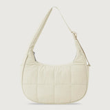 Women’s Quilted Nylon Puffer Crescent Shoulder Bag – Adjustable Strap Crossbody Style