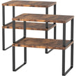 4-Piece Stackable & Expandable Wood Counter Shelves Set – Brown Finish Kitchen & Bathroom Organizer Racks