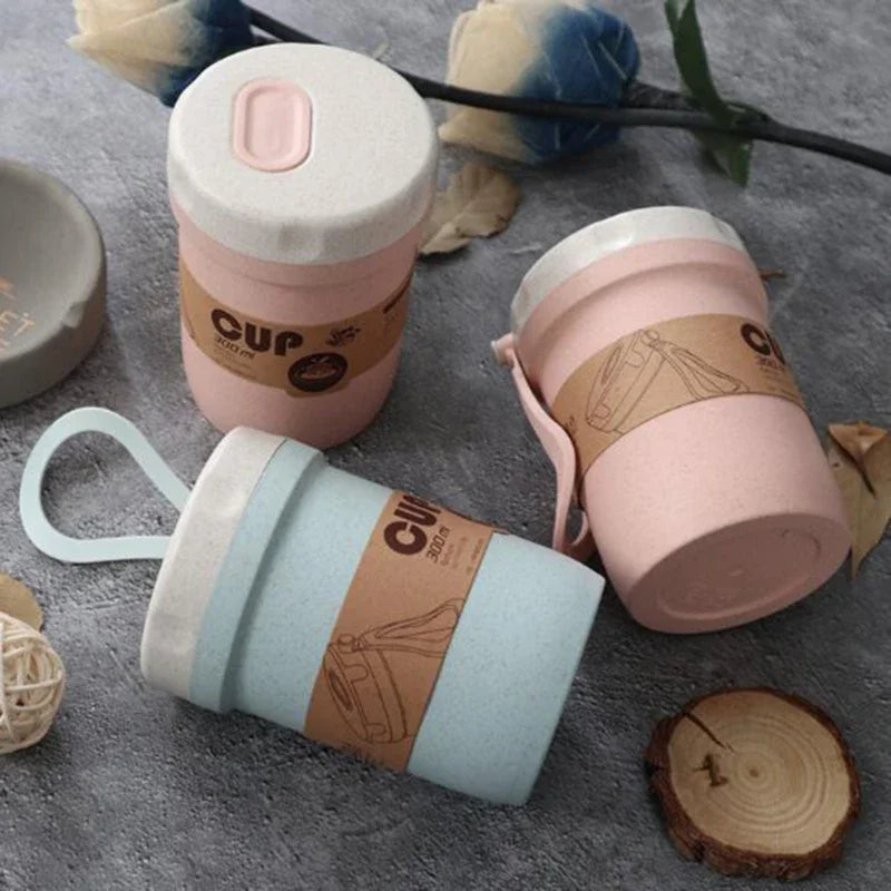 300 ml Wheat-Straw Sealed Soup Cup with Lid – Healthy Material Lunch Box & Portable Food Container