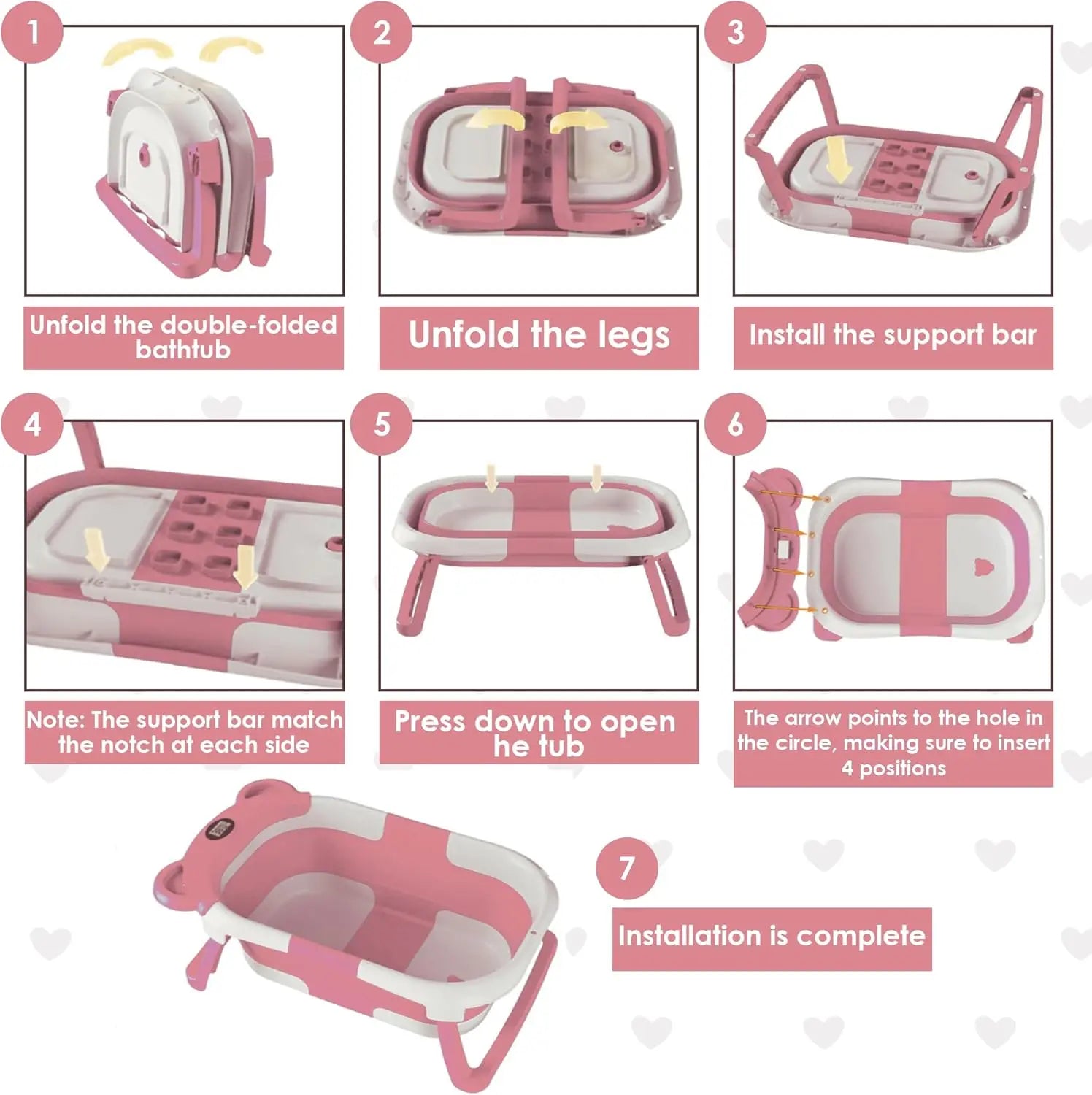“Baby Bathtub for Newborns – Foldable Toddler Bathtub with Drain Hole, Soft Padding & Portable Travel Design”
