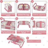 “Baby Bathtub for Newborns – Foldable Toddler Bathtub with Drain Hole, Soft Padding & Portable Travel Design”