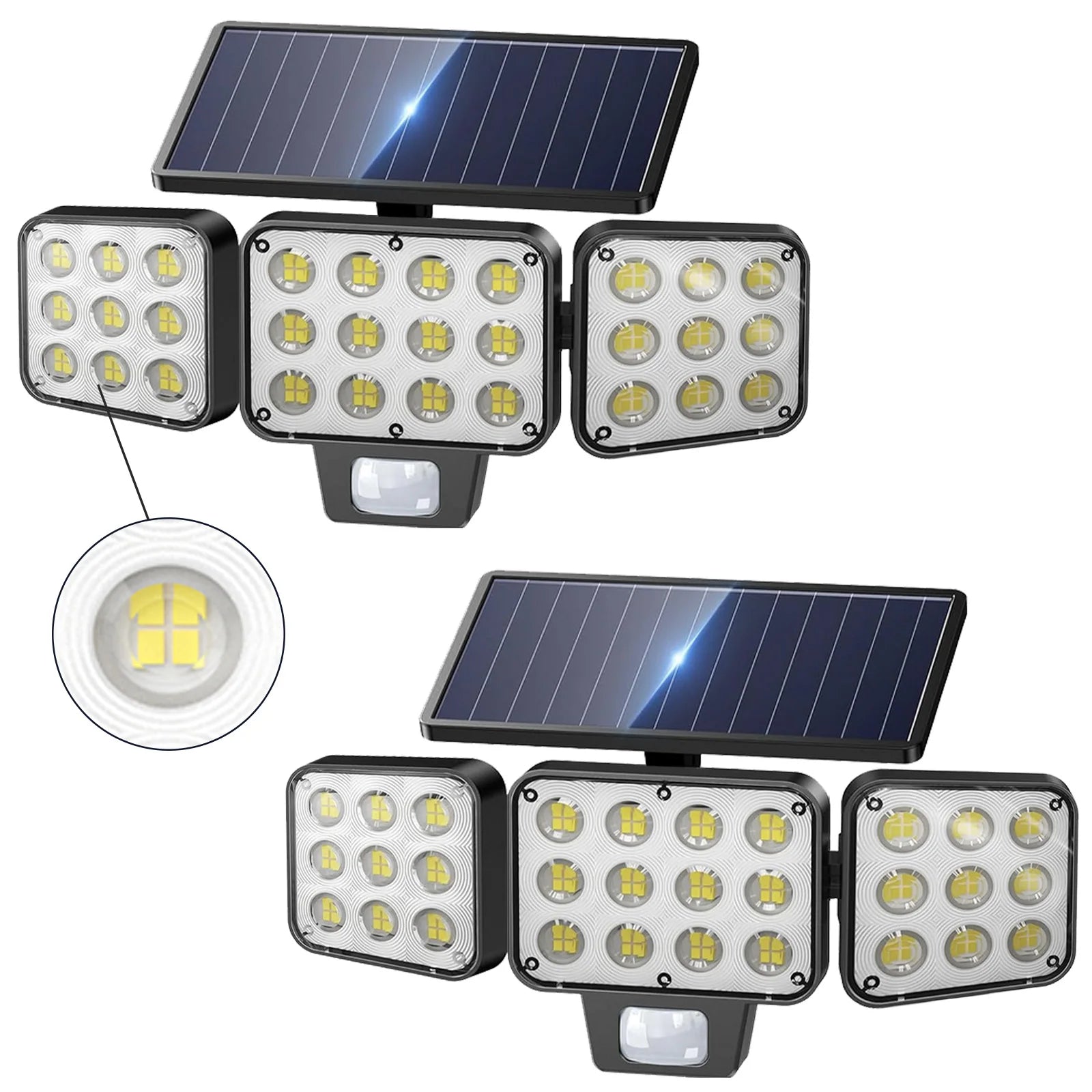 Solar Security Lights – 3000LM 3-Head Motion Sensor Flood Lights, 150° Wide Angle, Auto On/Off, 3 Modes (1/2/4 Pack Options)