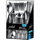 100-Piece Heavy-Duty Plastic Silverware Set – Elegant Disposable Knives & Flatware for Parties & Events