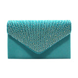 Women’s Satin Rhinestone Clutch – Elegant Evening Shoulder Bag with Thin Chain for Parties, Banquets & Weddings