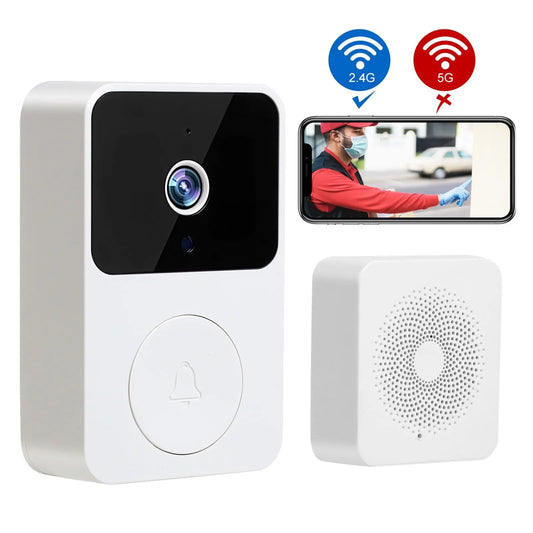 Smart Wireless Doorbell – Rechargeable Battery Video Doorbell with HD Camera, Two-Way Audio & Outdoor Visual Phone Monitoring