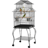 55″ Rolling Triple-Roof Parrot Cage – Sturdy Medium Size with Detachable Stand