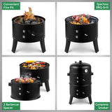 “80×41×48cm Iron Smoker Charcoal Grill – Heavy-Duty Black Carbon BBQ for Outdoor Cooking & Smoking”