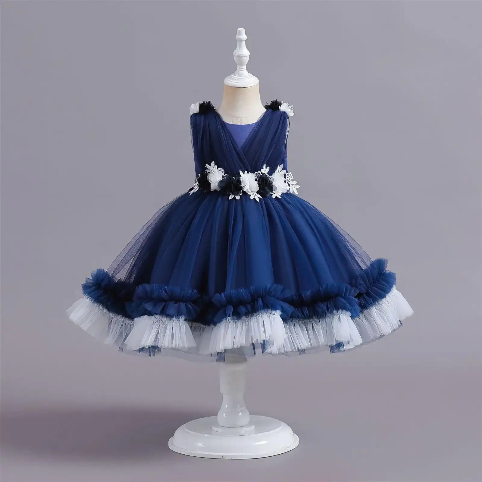 Sweet Princess Floral Lace Cake Dress – Girls First Birthday & Party Gown