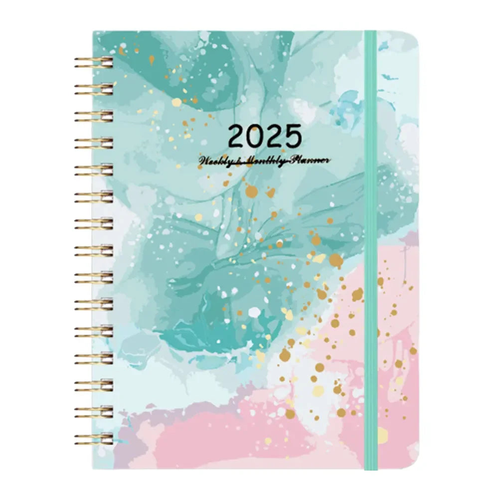 2025 A5 Diary Planner – Spiral-Bound Weekly & Monthly Organizer with Tabs for Office & School 📘