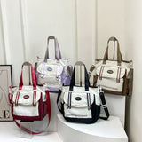 Color-Block Large Capacity Shoulder Bag – Casual School Tote for Women & Teens