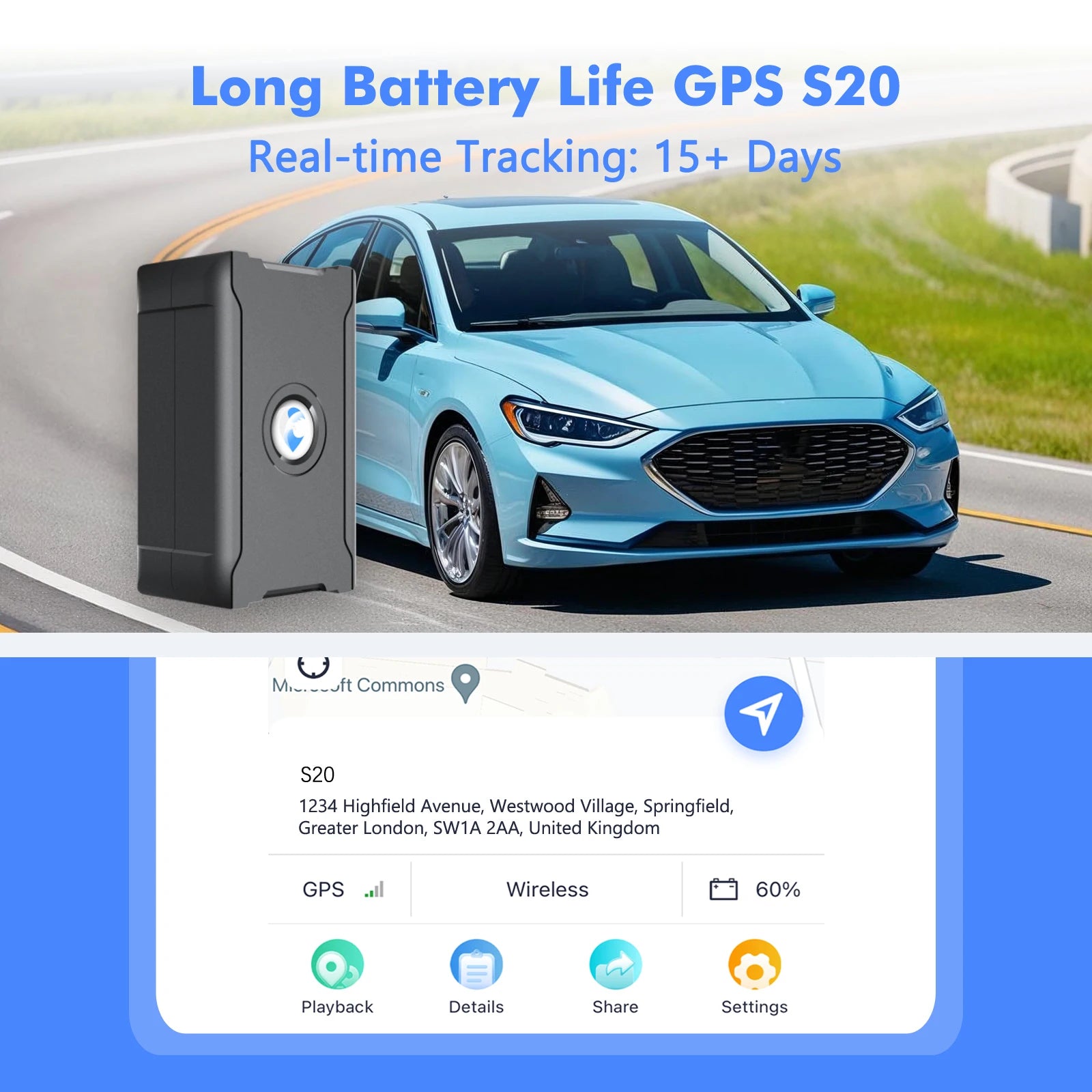 15-Day Battery Vehicle GPS Tracker – Anti-Theft Locator Device for Cars, Trucks, Motorcycles & Luggage Security