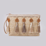 Women’s Raffia Straw Woven Bag – Handmade Summer Beach Shoulder & Crossbody Purse, Ladies’ Wrist Clutch & Handbag