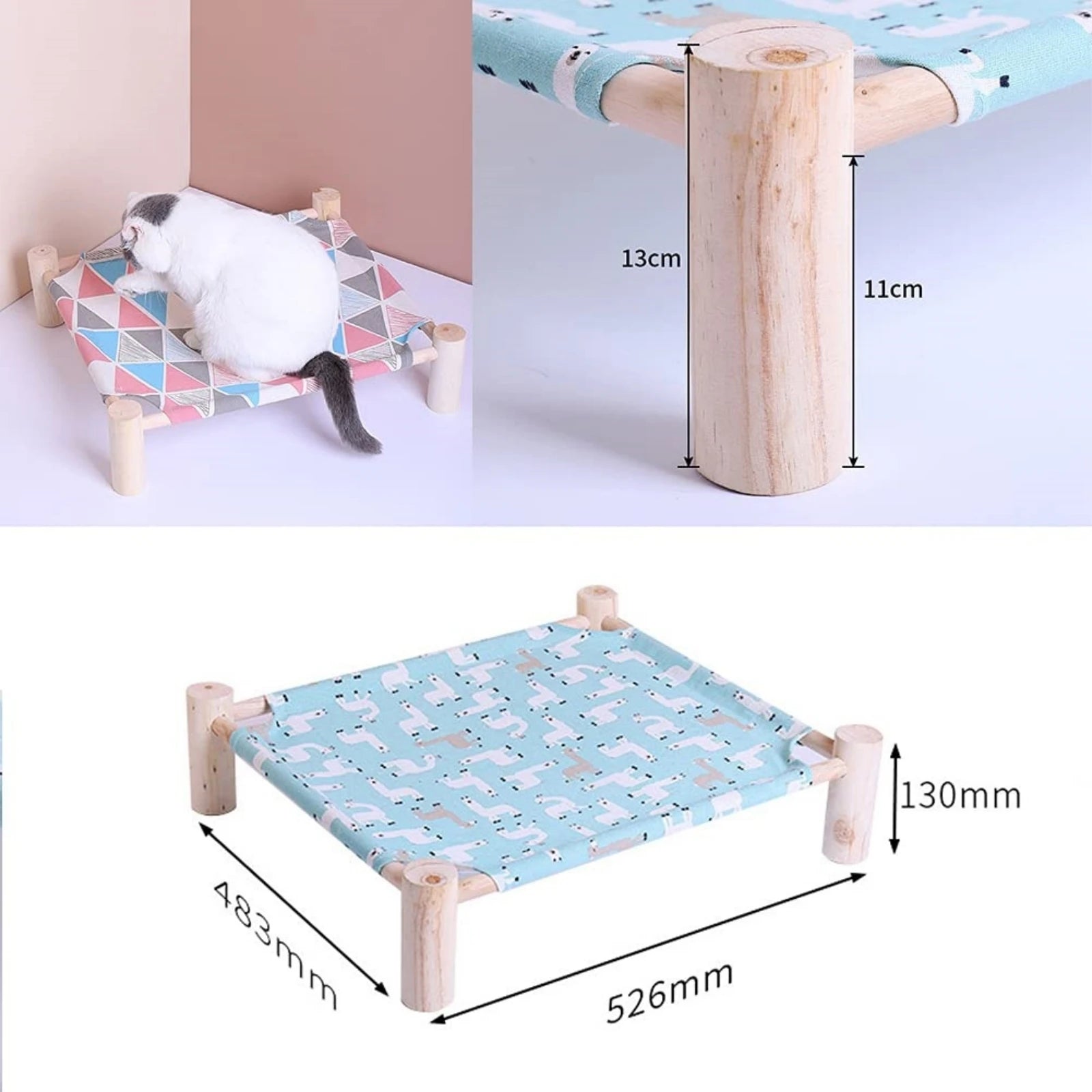 Raised Cat Hammock Bed – Removable & Washable Soft Mattress, Stable Indoor/Outdoor Pet Trampoline for Cats & Dogs