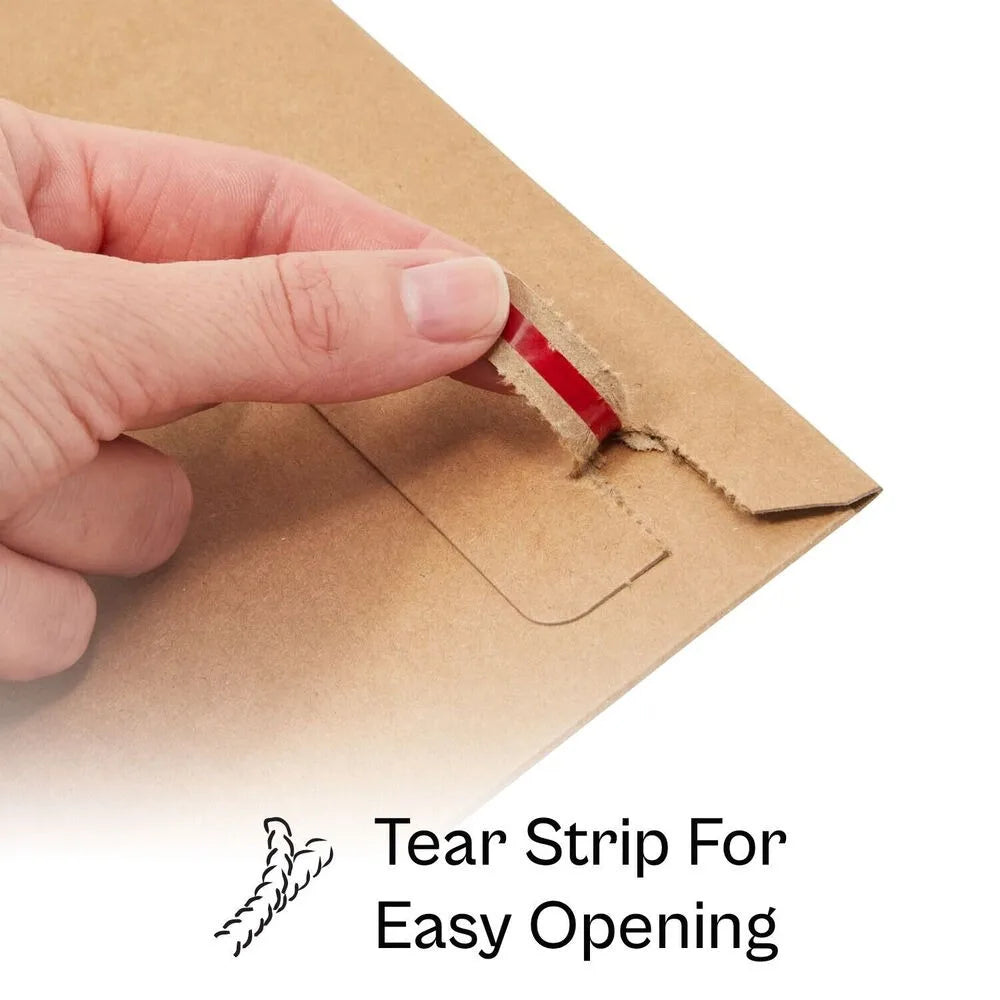 12.75″ × 15″ Rigid Photo Mailer – 28 pt Kraft Cardboard, Self-Seal with Tear-Tab (100 Pack)