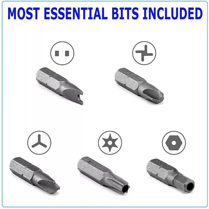 33-Piece Security Bit Set with Magnetic Extension Holder — Tamper-Proof Torx, Hex, Spanner, Tri-Wing & Star Bits 🔧