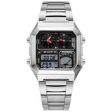 FOXBOX Men’s Electronic Sports Watch – Waterproof, Luminous Dial, Stainless Steel Strap & Alarm ⌚✨
