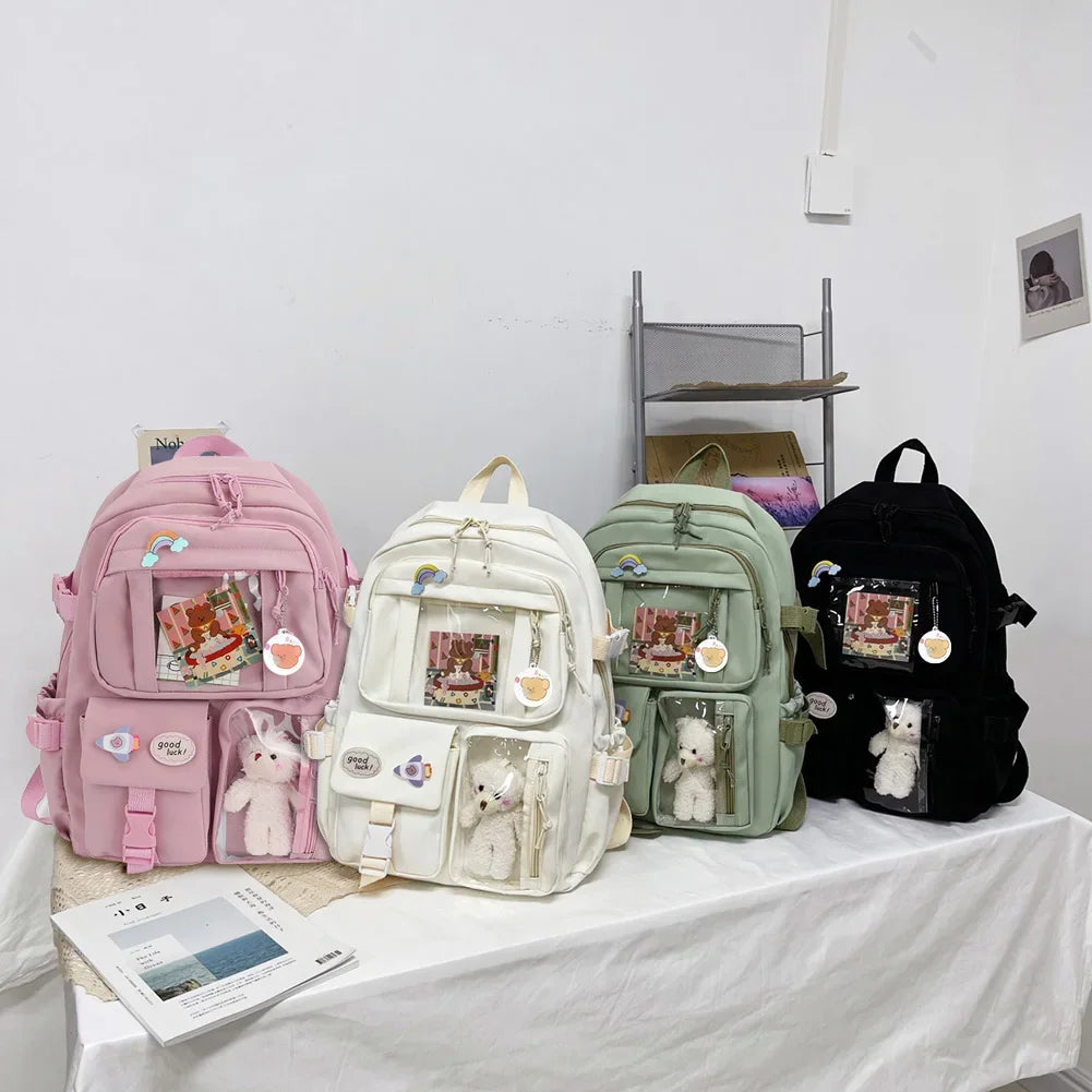 Cute Kawaii Large-Capacity Nylon Student Rucksack – Japanese Style Backpack for Teen Girls