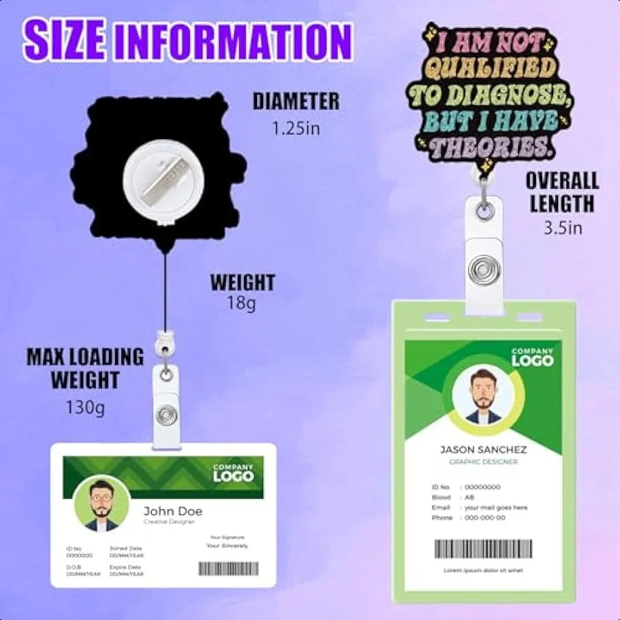 😂 Funny “I Am Not Qualified to Diagnose but I Have Theories” Badge Reel – Retractable ID Holder Clip for Nurses & Doctors