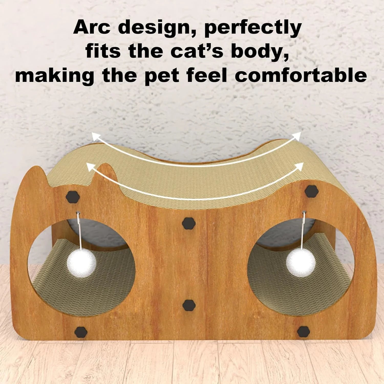 “Sisal Cat Scratcher Tunnel & Bed with Hanging Toys – Durable Cardboard House for Small to Medium Indoor Cats”