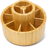 Bamboo 360° Rotating Pen Holder Organizer – Desk Art Supplies Storage for Colored Pencils & Brushes