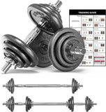 44LB Cast Iron Adjustable Dumbbell & Barbell Set – Solid Handles, Convertible Design for Bodybuilding & Home Training