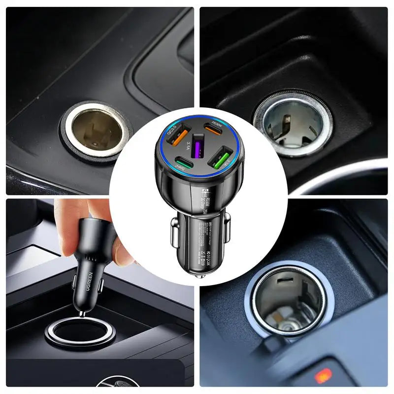 75W multi-port car charger – fast USB car adapter with multiple charging ports, phone & device charger for cars and travel