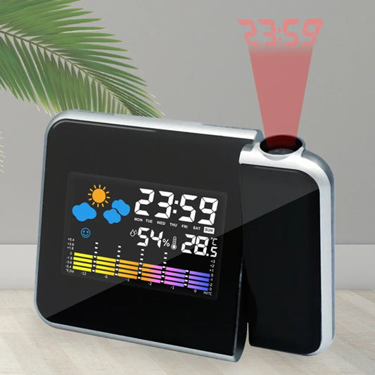 Smart Digital Projection Clock – LED Weather Display & Night Backlight | Modern Home & Bedroom Clock