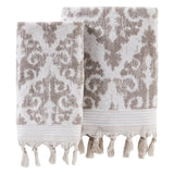 Mirage Fringe Bath Towel – Reversible Jacquard Design, Hand-Knotted Fringe, Luxe Cotton