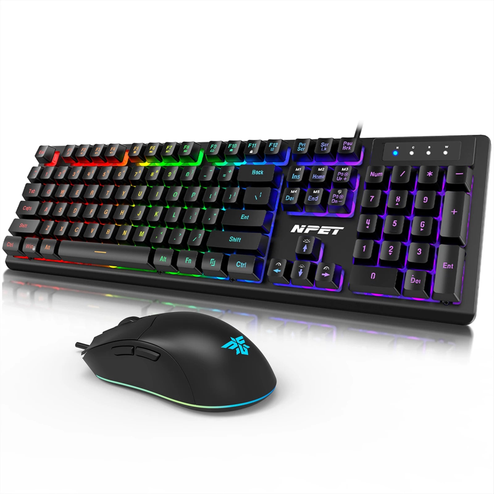 NPET K10V3 Gaming Keyboard – 104-Key Wired RGB Backlit Keyboard for Windows Laptop