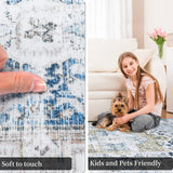 Large Vintage Area Rug 10x13 – Washable Stain-Resistant Carpet with Non-Slip Backing for Living Room & Indoor Décor