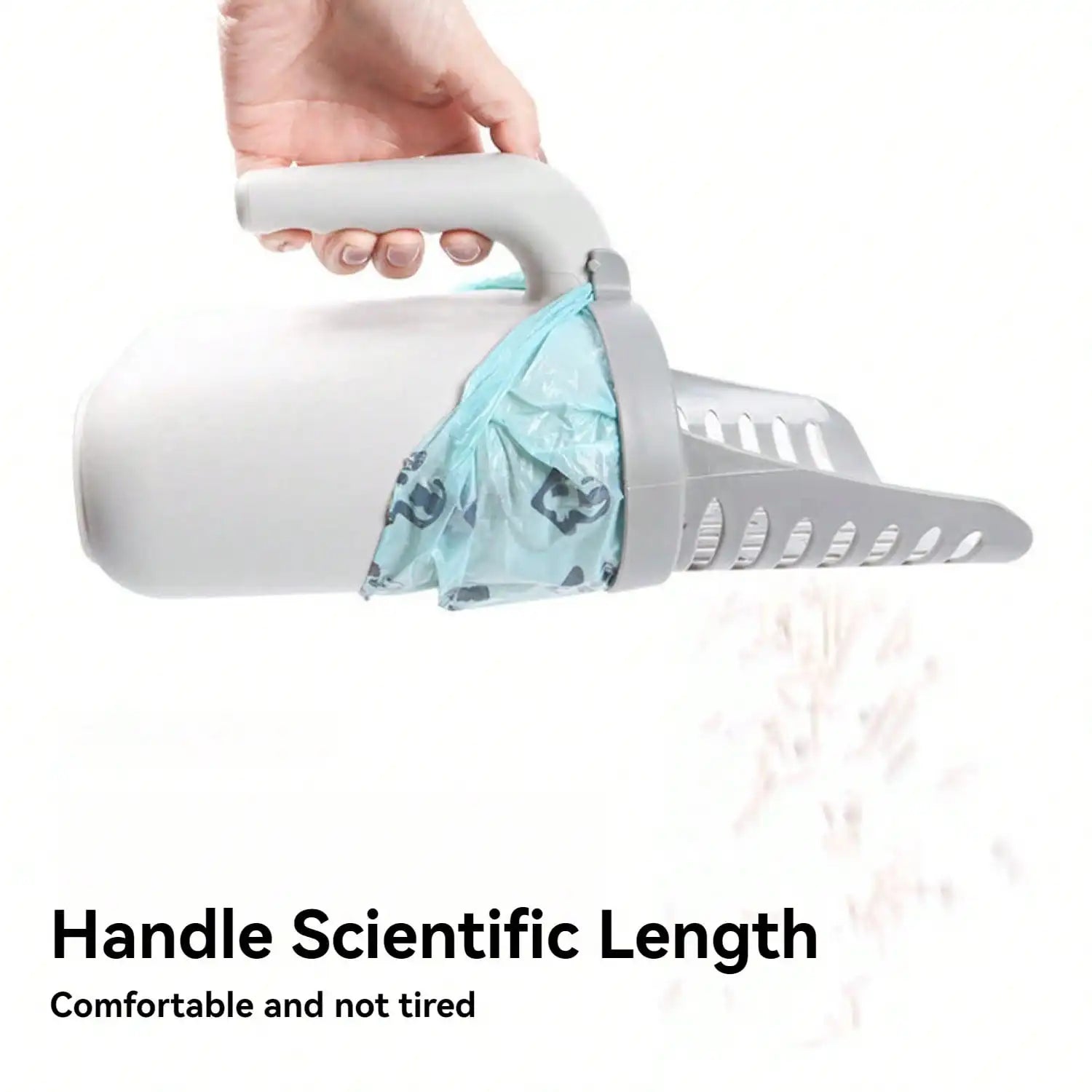 Extra-Large Cat Litter Scoop with Detachable Baffle, Built-In Garbage Bag Storage & Ergonomic Handle