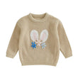 Toddler Kids Bunny Embroidered Long-Sleeve Knit Sweater – Easter Casual Jumper for Girls & Boys