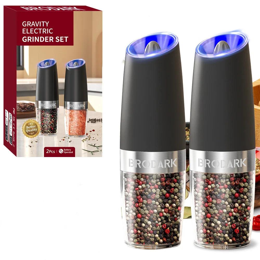 Electric Salt and Pepper Grinder Set – Battery Powered with LED Light, 1/2pcs - PulinGO