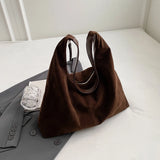 Women’s Suede Shoulder Hobo Bag – Large-Capacity Slouchy Underarm Tote with Zipper for Daily Commuting & Travel