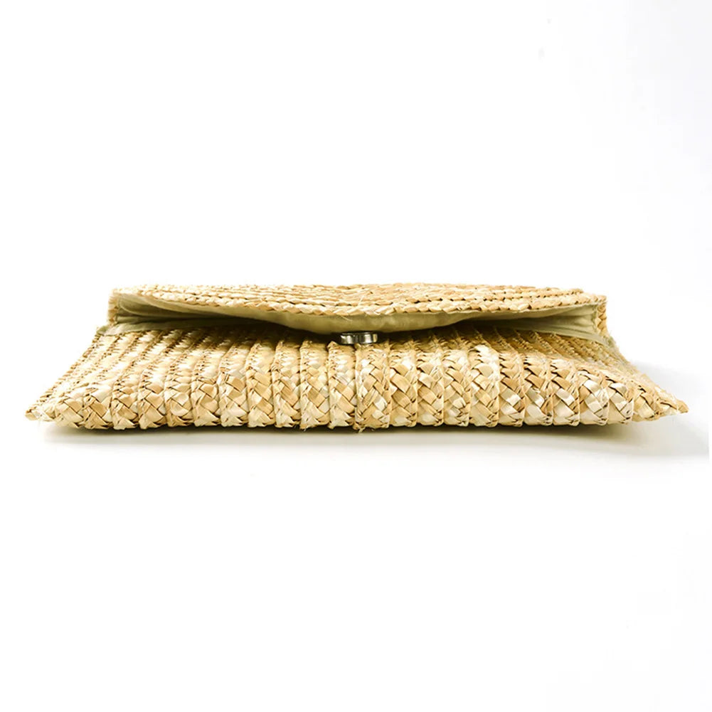 Women’s Wheat-Straw Woven Clutch Bag – Handmade Casual Handbag for Daily Use