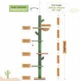 5-Tier Floor-to-Ceiling Cat Tree Tower – Tall Cactus Design with Scratching Posts, Hammock & Play Ball for Indoor Cats”