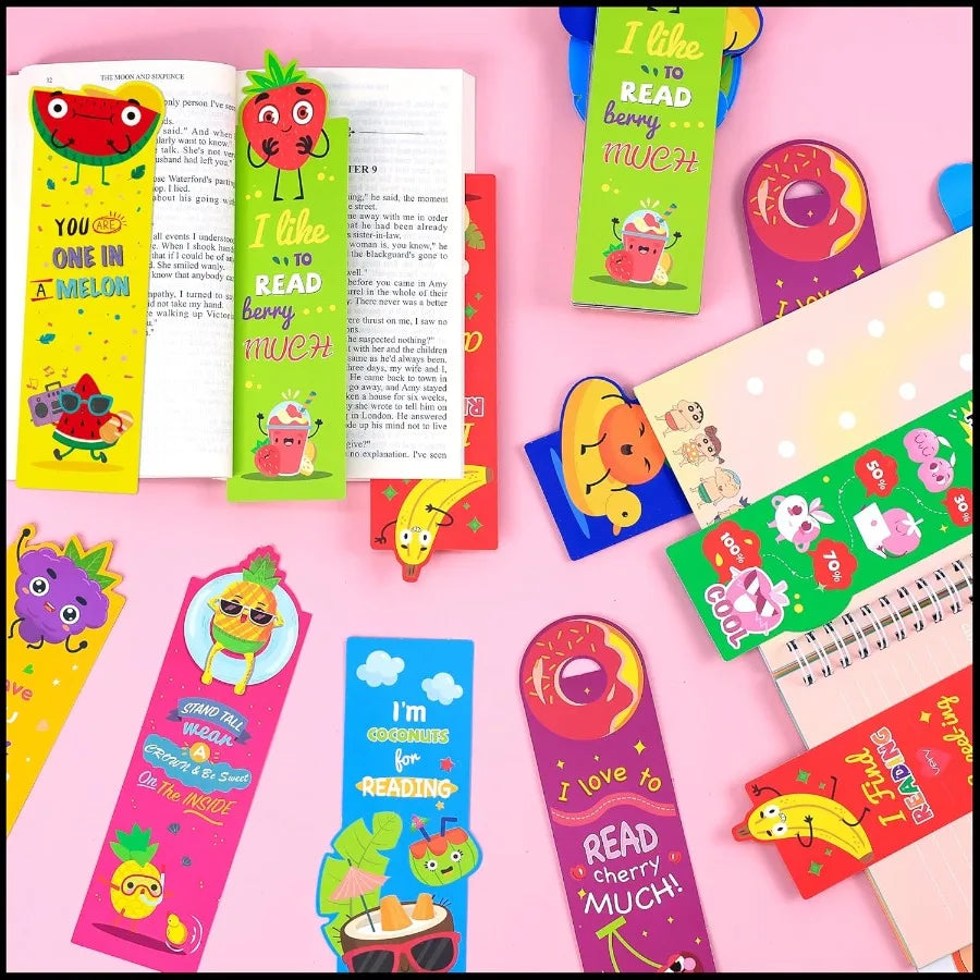 70-Piece Scented Scratch & Sniff Bookmarks – Cute Fruit Theme Assorted Educational Markers