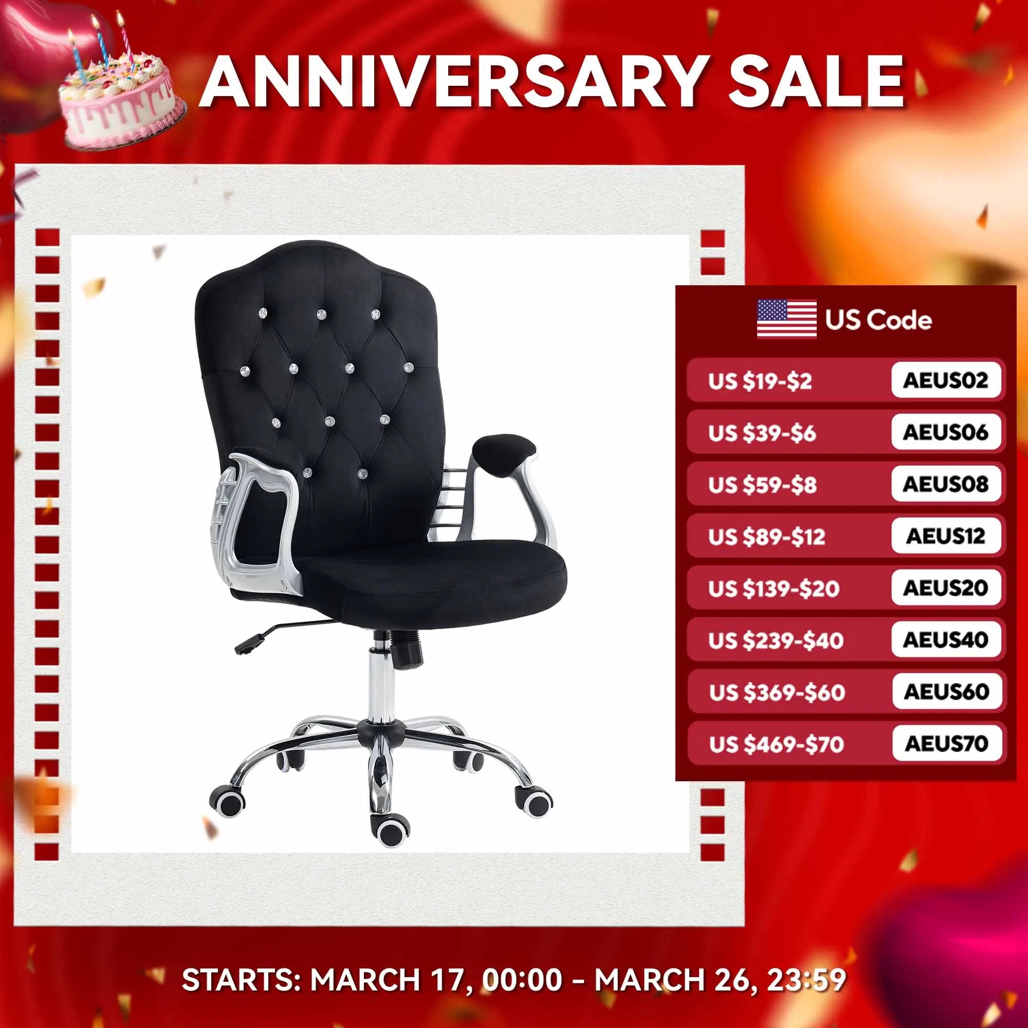 💺 Vinsetto Home Office Chair – Black Ergonomic Desk Chair with Adjustable Height & Tilt Function