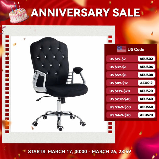 💺 Vinsetto Home Office Chair – Black Ergonomic Desk Chair with Adjustable Height & Tilt Function