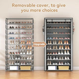 10-Tier Covered Shoe Rack – Large-Capacity Vertical Storage for 50–55 Pairs