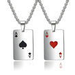 Hip Hop Poker Card Necklace for Men – Stainless Steel Ace of Spades Pendant Chain, Street Style Playing Card Jewelry