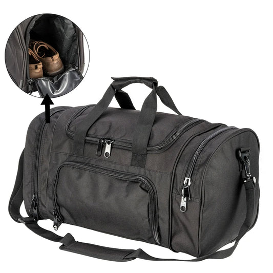 Military tactical travel duffle bag – outdoor sports luggage with shoe compartment, gym, hiking & weekend gear bag for men
