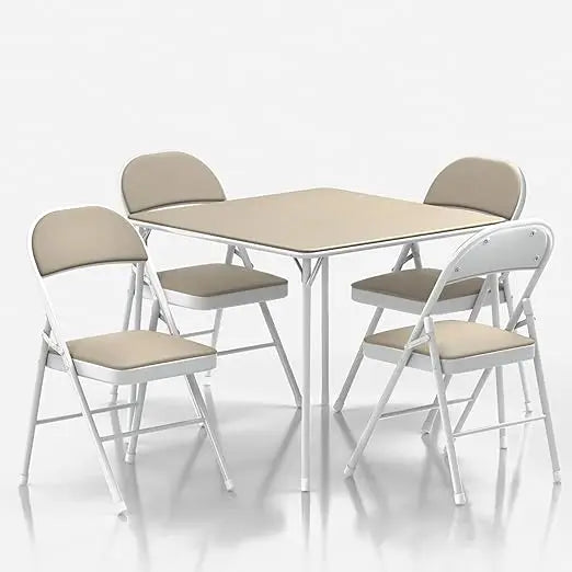 5-Piece Folding Card Table and Chair Set – Portable, Padded, No Assembly Required (Black)