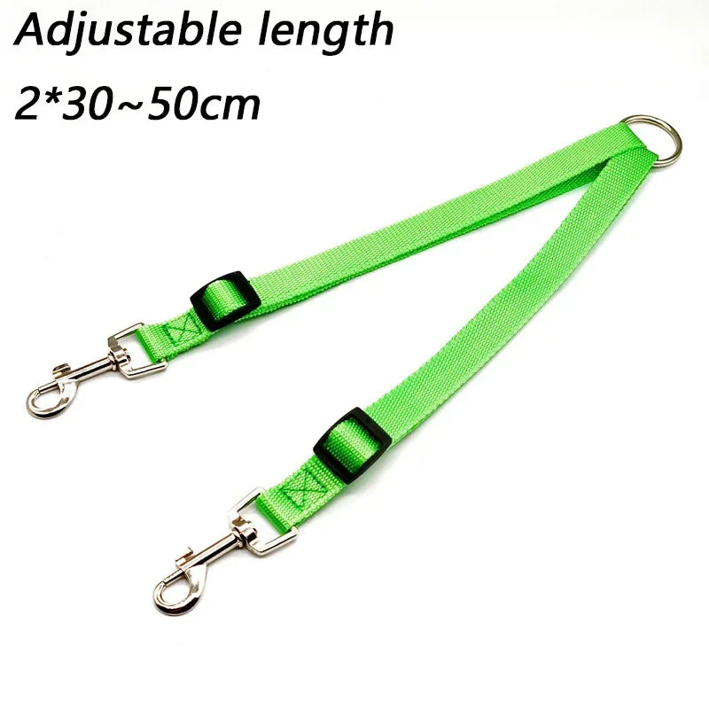 Double Twin Dual Coupler Dog Leash – Adjustable V-Shape Nylon 2-in-1 Lead for Walking Two Dogs
