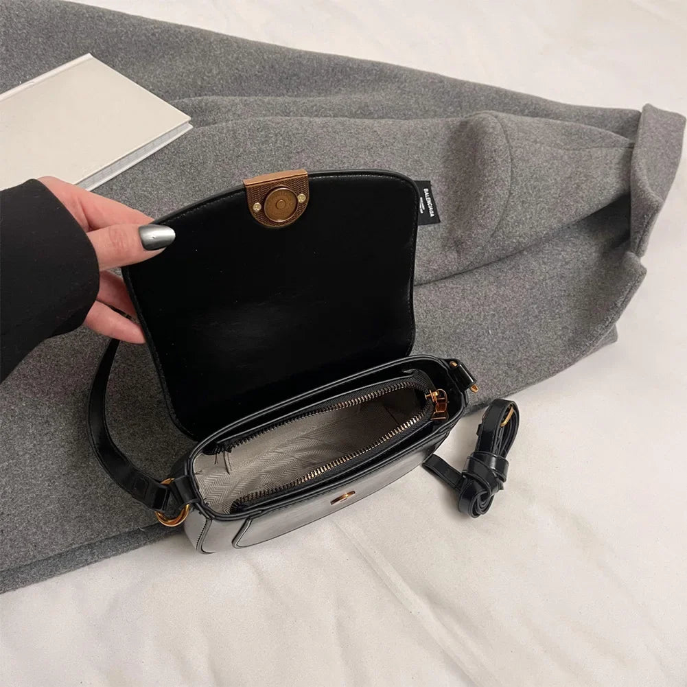 Small PU Leather Shoulder Bag for Women – Adjustable Strap Crossbody Purse with Buckle Closure 👜✨