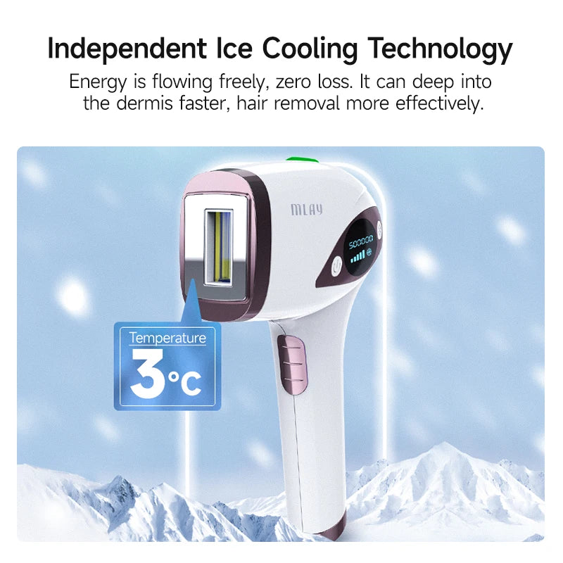 MLAY T4 IPL Laser Hair Removal Device – Ice-Cool, 500K Flashes for Permanent Face & Body Use ❄️✨