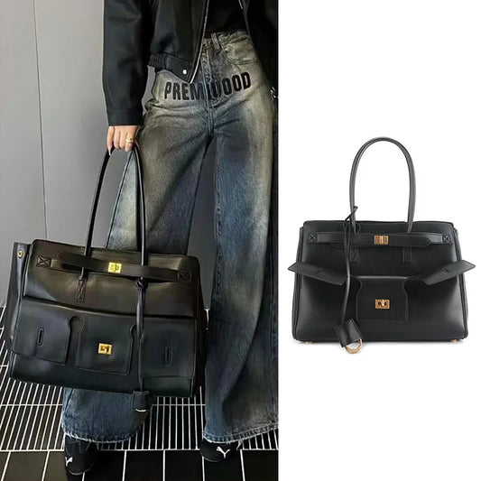 Luxury Genuine Leather Tote Bag for Women – Large Capacity Travel & Designer Shoulder Handbag