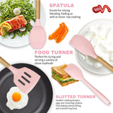 12-Piece Silicone Cooking Utensils Set with Wooden Handles – Non-Stick Spatulas, Spoons & Ladles