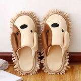 Cartoon Dog Lazy Mop Slippers – Unisex Microfiber Floor Cleaning & Dusting Slippers with Detachable Mop Shoes